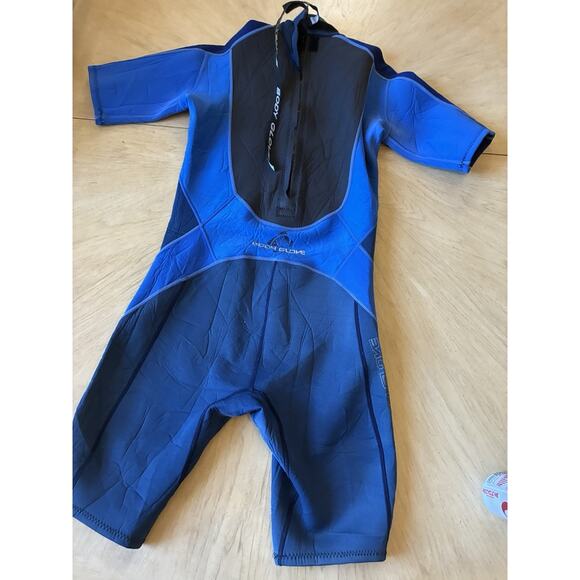 Body Glove Wetsuit Mens Large Shorty Spring Crush 2/1 Black Blue 80s Surf Beach - Picture 3 of 15